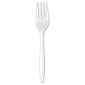 P1203W White Medium Weight  Polypropylene Forks (Bulk) - 