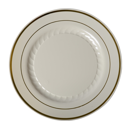 509-BO/R40090GLD Ivory 9"  Plates With Gold Trim - 