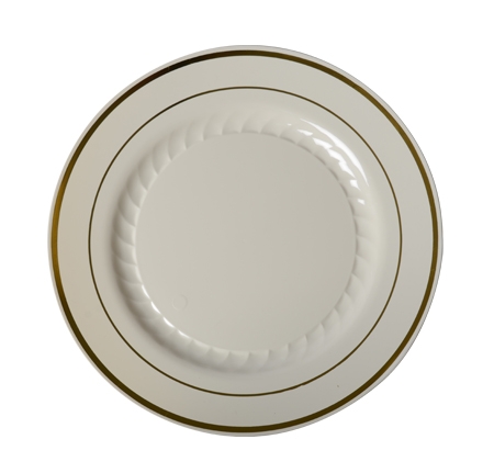 507-BO/R40075GLD Ivory 7"  Plates with Gold Trim - 