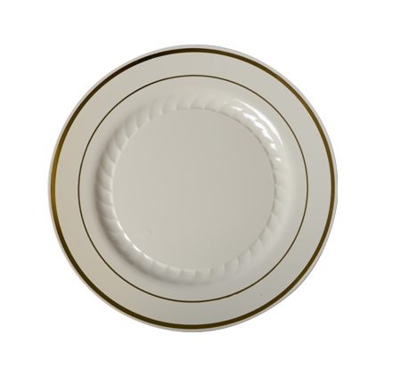 506-BO Ivory 6" Plates with Gold Trim - 150(10/15)