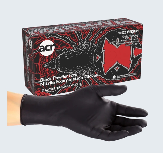14002 Black Widow Medium Powder Free Nitrile Gloves -