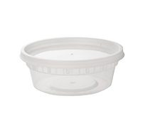 DC08240C 8oz. Heavy Duty Clear  Round Deli Containers w/ Lids 