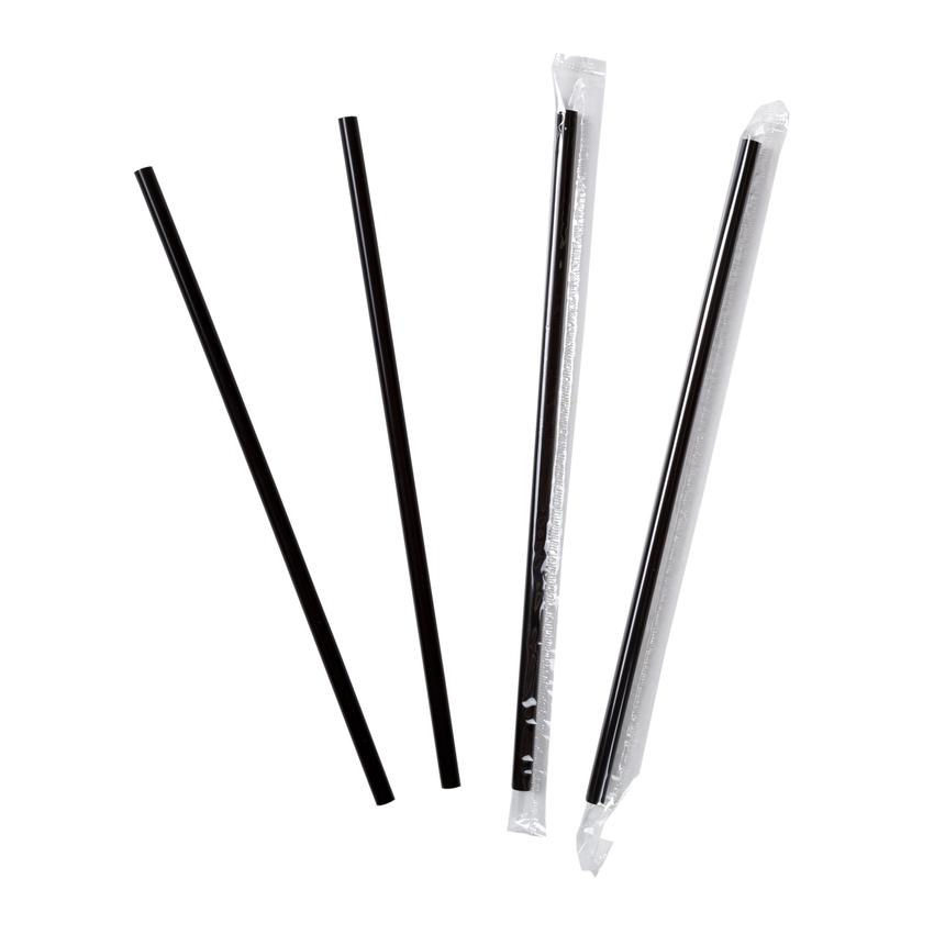 STNJM1970750 Black 7.75" Jumbo  Poly Wrapped Straws - 