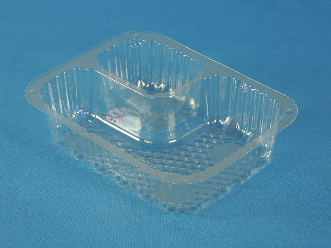 C56NT2 Clear Small 2 Comp. Nacho Tray (6" x 5") -