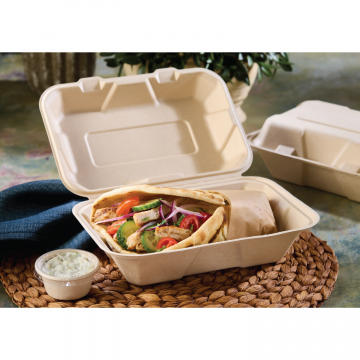 206FBRHT1 Fiber/Pulp  6"x9" Hinged Containers - 200