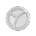 9CPWCR Concord 9" White 3 Comp. Unlaminated Foam Plates