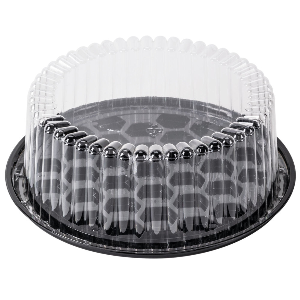 G22-1 Black 8" Shallow Cake Base With Dome Lid - 160