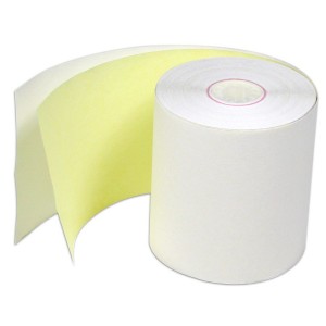 4005 3" x 100'  Credit Card 2 Ply Carbonless 2pc Yellow