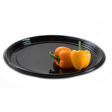 9916 Black 16" Onyx Round  Plastic Cater Trays - 36